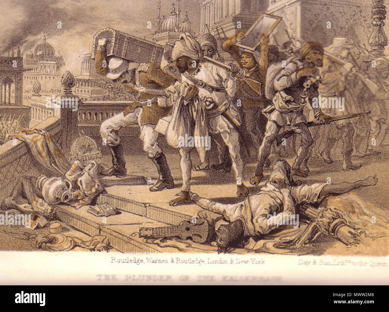 . English : 'Le pillage des Kaiserbagh", William Howard Russell, "mon journal en Inde', tome 1, 1860 . 1860. William Howard Russell, "mon journal en Inde', tome 1, 599 le pillage des Kaiserbagh Banque D'Images