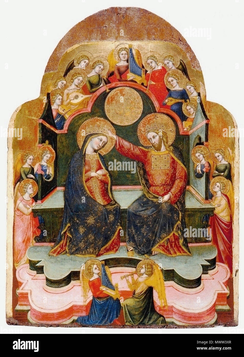 . Anglais : Stefano Veneziano. Couronnement de la Vierge. 1381. Galleria della Accademia, Venise. 11 mai 2009, 23:00:01. Stefano di Sant'Agnese 14 2 Stefano Veneziano. Couronnement de la Vierge. 1381. Galleria della Accademia, Venise Banque D'Images