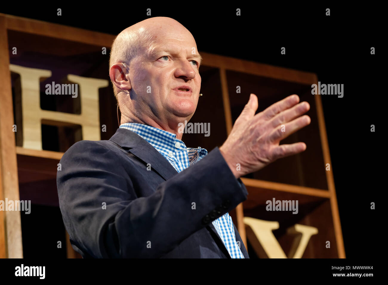 Hay-on-Wye, au Royaume-Uni. 2 juin 2018. Hay Festival. David Willetts ancien Ministre britannique pour les universités et de la science sur la scène du Hay Festival parle de son livre une éducation universitaire - Photo Steven Mai / Alamy Live News Banque D'Images