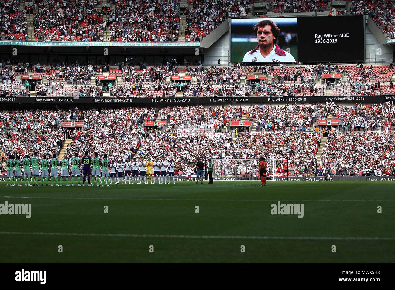 Londres, Royaume-Uni. 2 juin 2018. Londres, Royaume-Uni. 2 juin 2018.A quelques minutes des applaudissements pour Ray Wilkins avant le match amical entre l'Angleterre et le Nigéria au stade de Wembley le 2 juin 2018 à Londres, en Angleterre. (Photo par Matt Bradshaw/phcimages.com) : PHC Crédit Images/Alamy Live News Banque D'Images