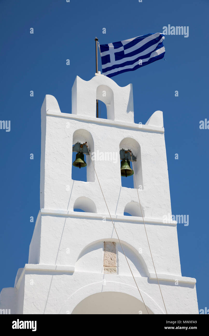 Clocher de Chrisopigi Chrisopigi, Monastère, Sifnos, Cyclades, Mer Égée, îles grecques, Grèce, Europe Banque D'Images