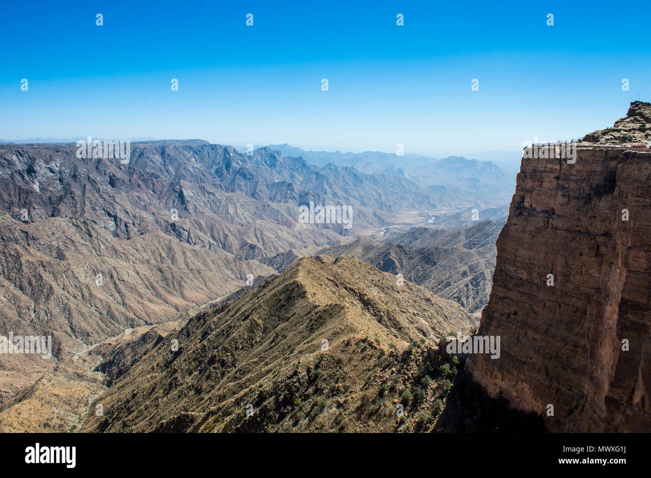 Magnifique paysage de montagnes autour de Habala, Abha, Arabie saoudite, Moyen Orient Banque D'Images