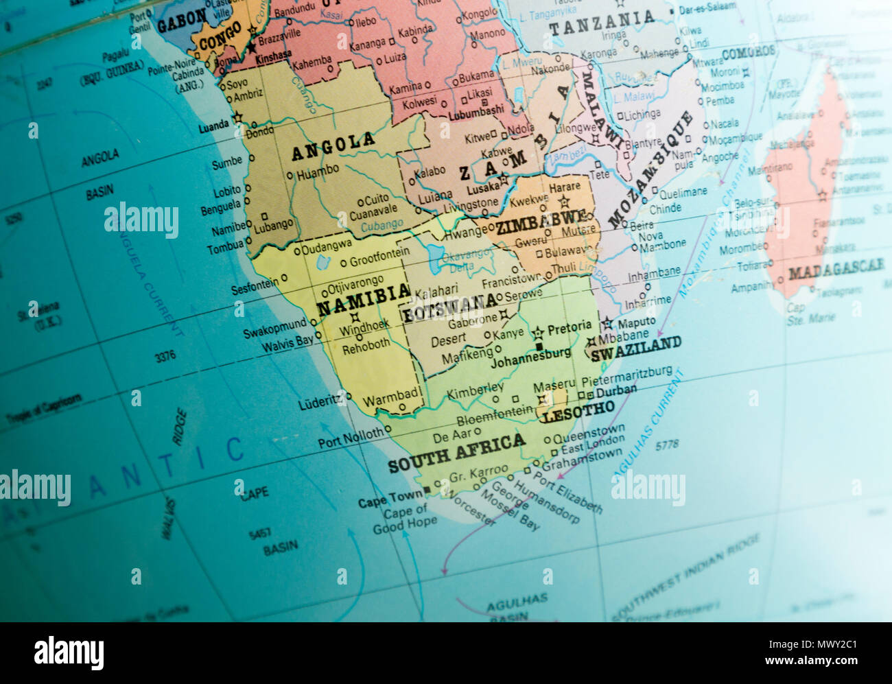 Lafrique Du Sud Carte Sur Un Monde Axé Sur Le Botswana