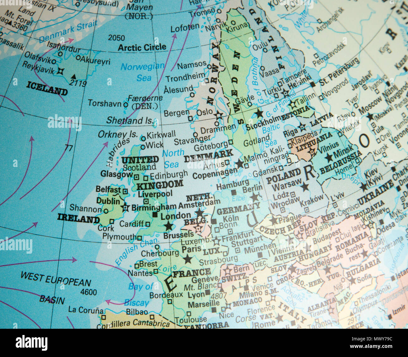 Carte De Leurope Du Nord Ouest Sur Un Globe Centré Sur Le