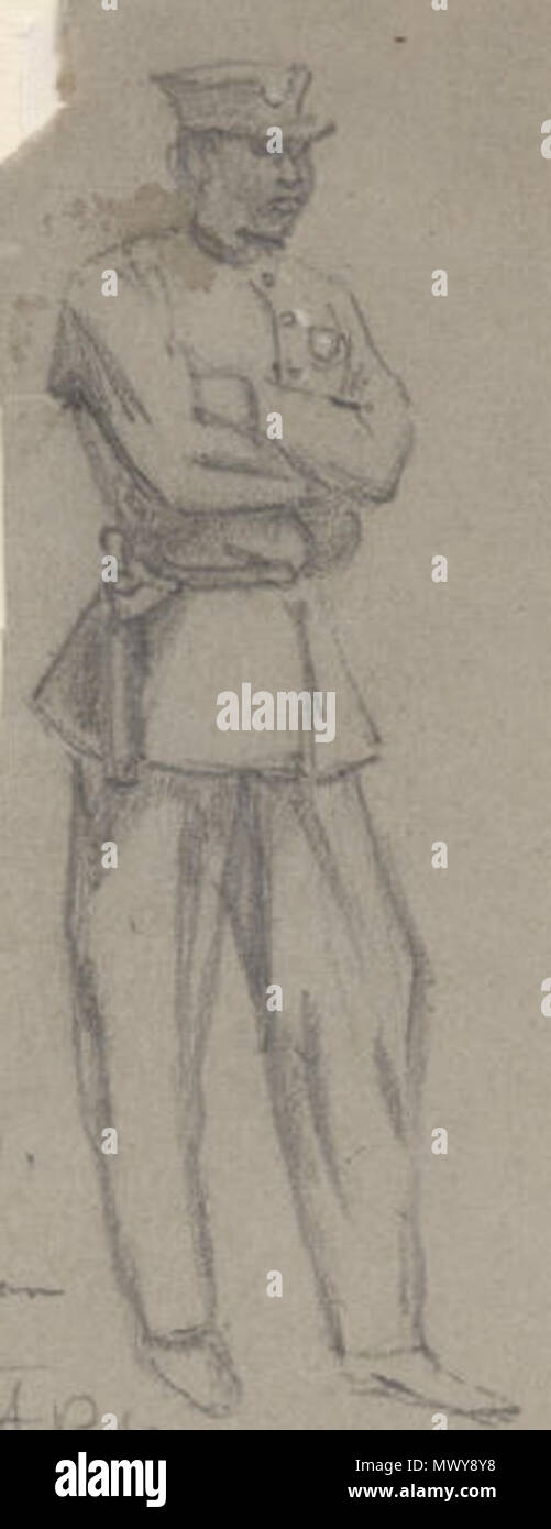 . La Nouvelle Orléans, en 1871 : "Sur la digue :' 'Negro policeman'. Sketch par Alfred Waud R.. 1871. Alfred Rudolph Waud, 1828 - 1891 440 NegroPolicemanNewOrleans Waud1871 Banque D'Images