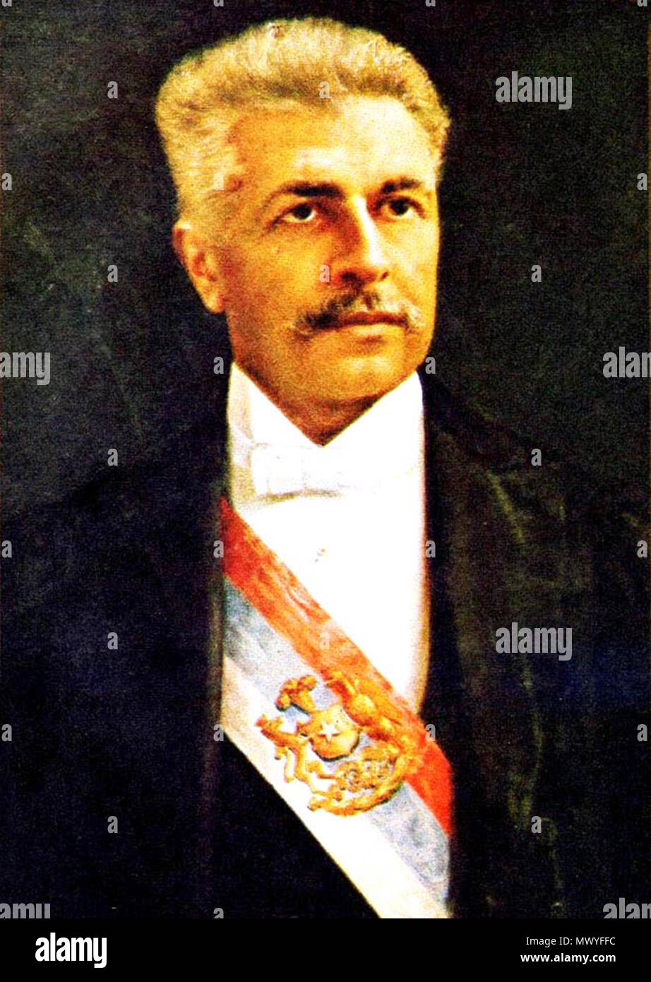. Español : Pedro Elías Pablo Montt Montt (Santiago du Chili, 29 de junio de 1849 - Bremen, Allemagne, 16 de agosto de 1910). Presidente du Chili entre los años 1906 y 1910. Inicios del Siglo XX. 424 Inconnu Retrato Pedro Montt Banque D'Images