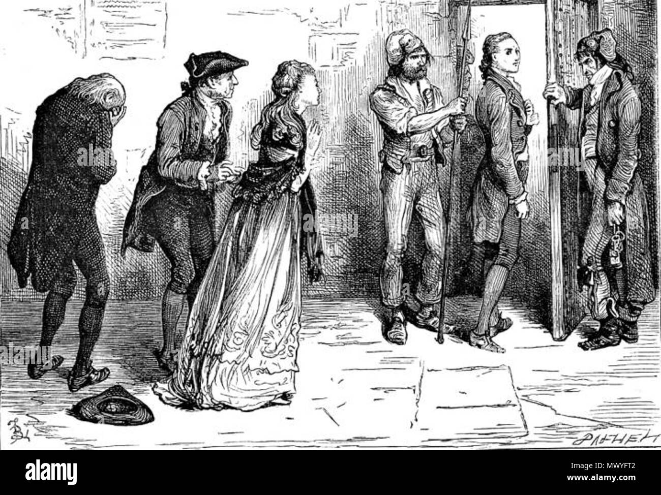 . Anglais : un conte de deux villes, Charles Darnay quitte sa femme après avoir été condamné à mort, par Fred Barnard. 1870. Fred Barnard (1846-1896) Alternative Names Frederick Barnard, illustrator Description caricaturiste et peintre de genre Date de naissance/décès 16 MAI 1846 28 septembre 1896 Lieu de naissance/décès London Wimbledon contrôle d'autorité : Q5494534 : VIAF 34344309 ISNI : 0000 0001 0886 0898 ULAN : 500024089 RCAC : nr95006563 NLA : 35252593 585 WorldCat T2C, Fred Barnard, Darnay de quitter la salle d'audience pour être exécuté le jour suivant (III,11) Banque D'Images