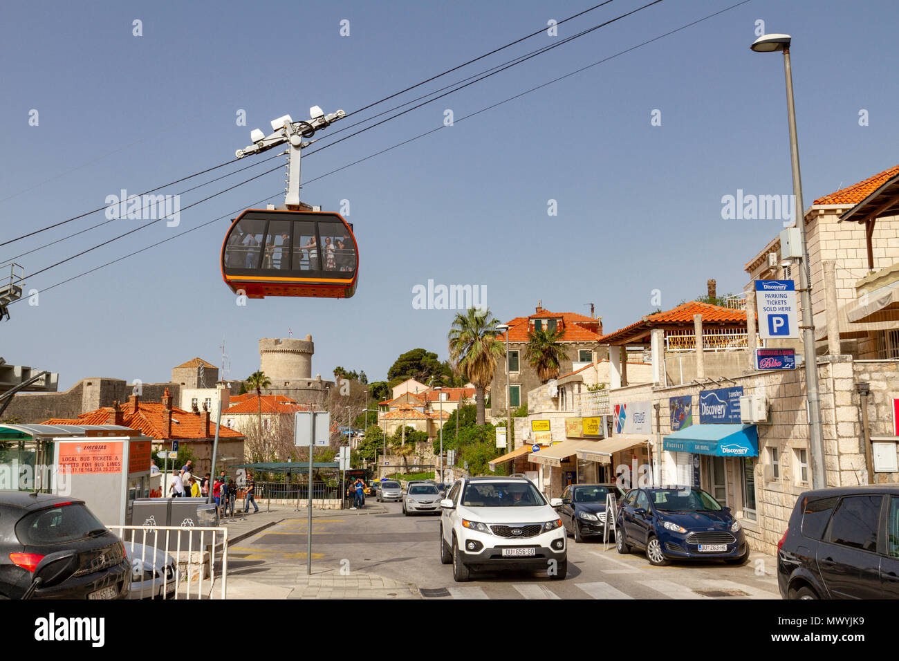 Le téléphérique de Dubrovnik à mont Srd, Croatie. Banque D'Images