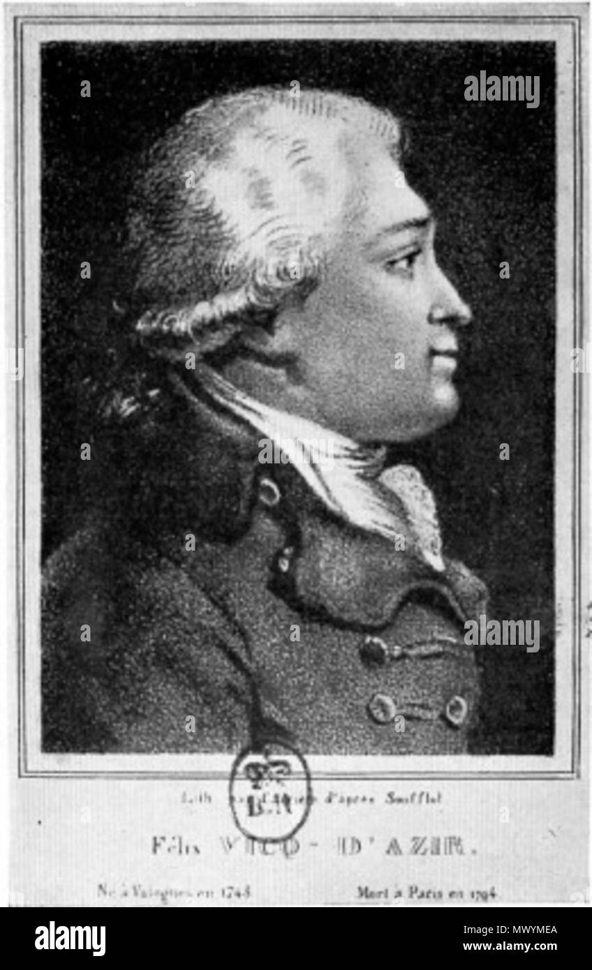 . Anglais : Félix Vicq-d'Azyr, anatomiste et scientifique français. 1746:1794 (22 octobre 2004 (en fonction des données Exif)) . Ce fichier n'est pas informations sur l'auteur. Félix vicq 205 dazyr Banque D'Images