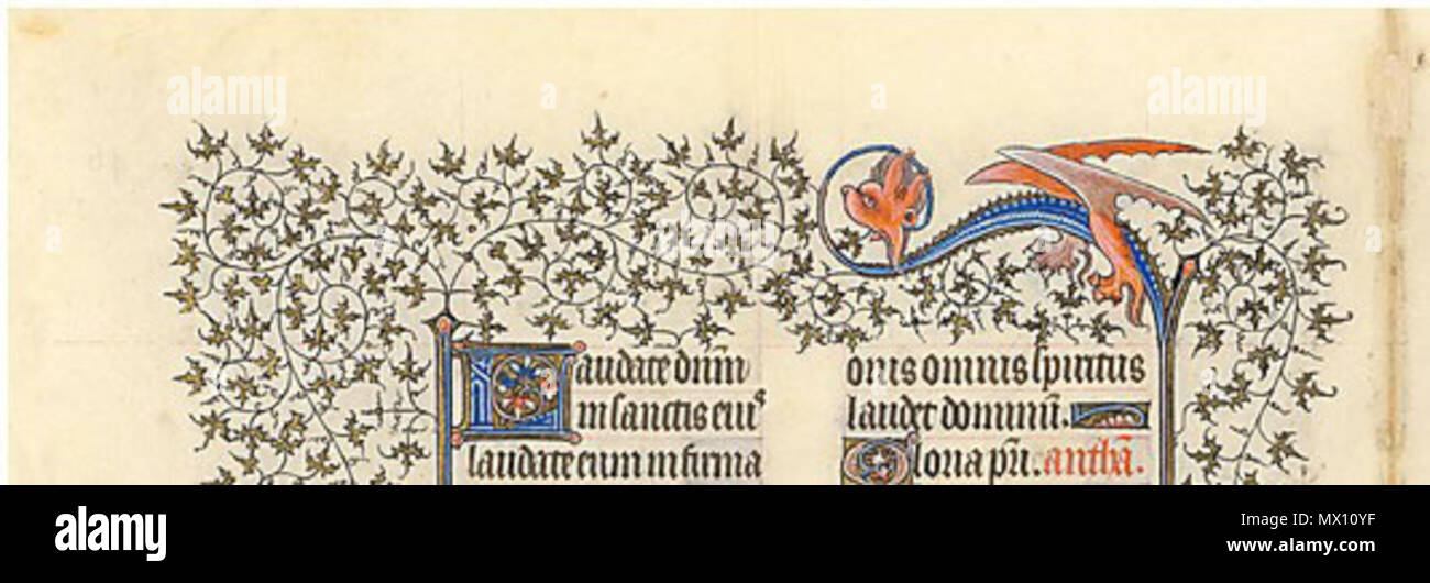 . Anglais : Exemple de décoration à partir de la frontière des Belles Heures du Duc de Berry . 14 juin 2012. Limbourg Brothers 170 Draakje Banque D'Images