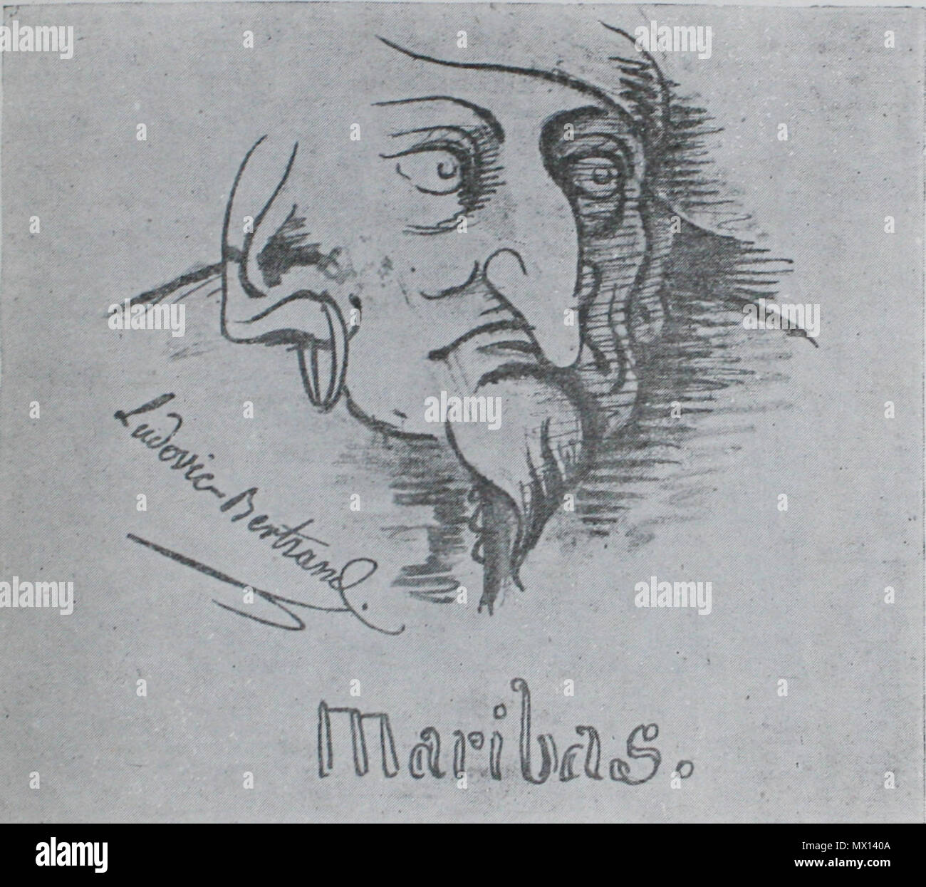 . Anglais : l'un des 17 dessins par Louis Bertrand lui-même dans la Biblioteque de la Ville d' Angers Angers, France . 30 août 2011, 13:14:26. Louis Bertrand 83 Bertrand dessin2 Banque D'Images