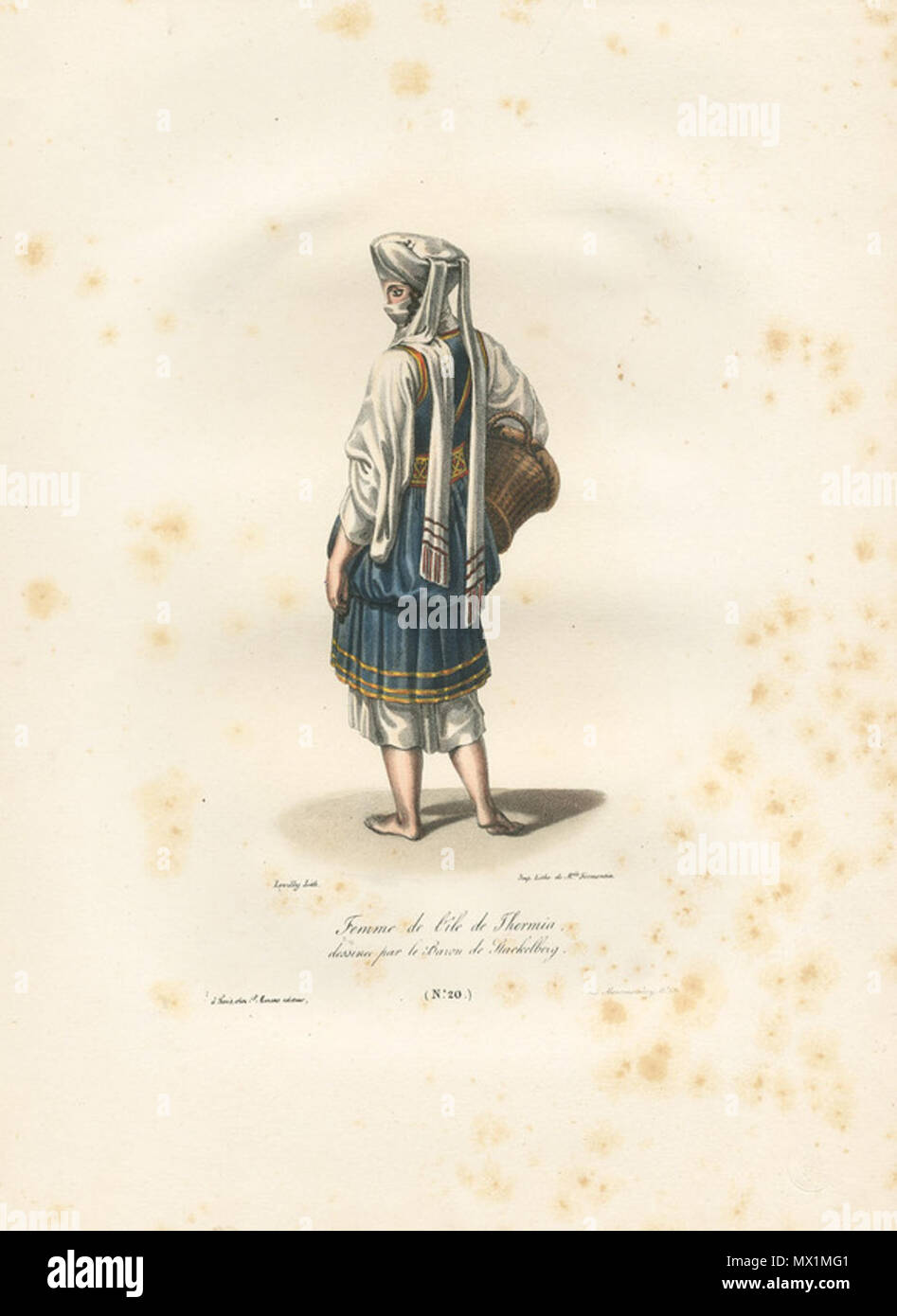 205 Femme de l'île de Thermia, dessinée par le baron de Stackelberg - Otto Magnus Von Stackelberg - 1828 Banque D'Images