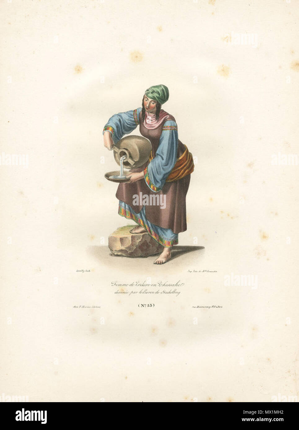 205 Femme de Trikeri en Thessalie, dessinée par le baron de Stackelberg - Otto Magnus Von Stackelberg - 1828 Banque D'Images