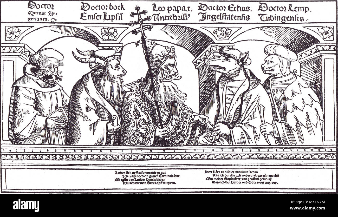 . Anglais : Satire sur Eck, Lemp, le pape Léon et d'autres. 16e siècle. Inconnu 177 Eck, Lemp, satire Leo Banque D'Images