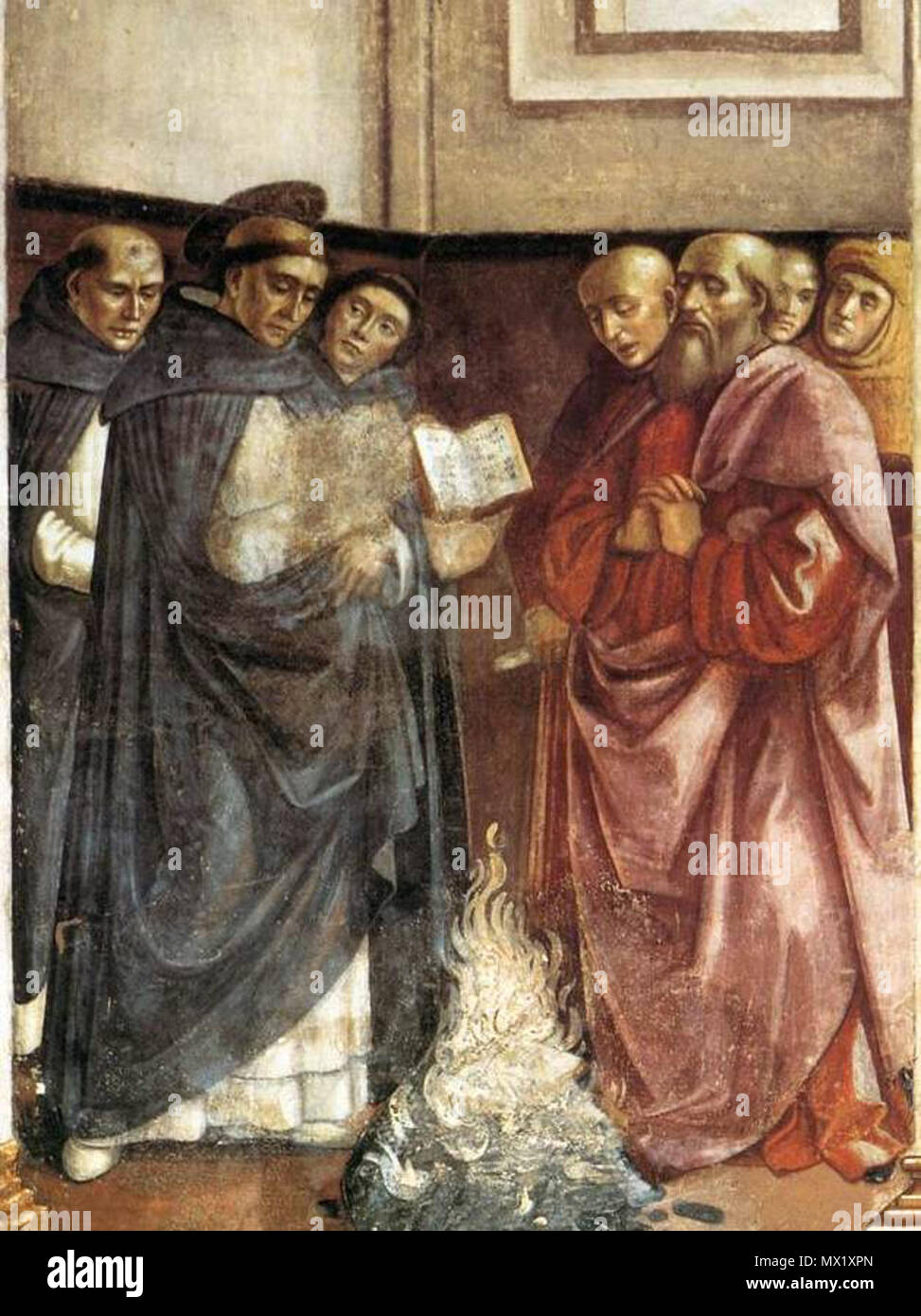 . Anglais : St.Dominic Burning écrits hérétiques . Entre 1485 et 1490. Domenico Ghirlandaio Domenico Ghirlandaio 167 - Saint Dominique écrits hérétiques de gravure WGA Banque D'Images