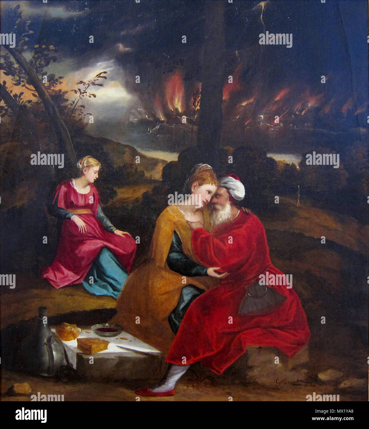 . English : Loth et ses filles au Musée des beaux-arts de Strasbourg. 16e siècle. Bonifacio Veronese (atelier de) 578 rohan Strasbourg véronèse loth Banque D'Images