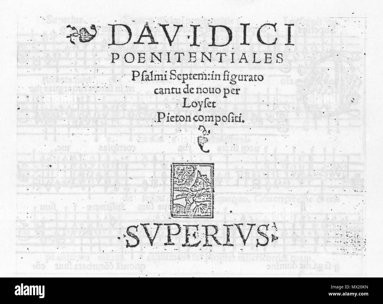 . English : Titla page de Loyset Pieton's Psalmi poenitentiali (Lyon : Jacques Moderne, ch. 1530). 1530. Loyset piétonne (fl. 1530-1540). 484 Pieton - Psalmi poenitentiali 1530 Banque D'Images