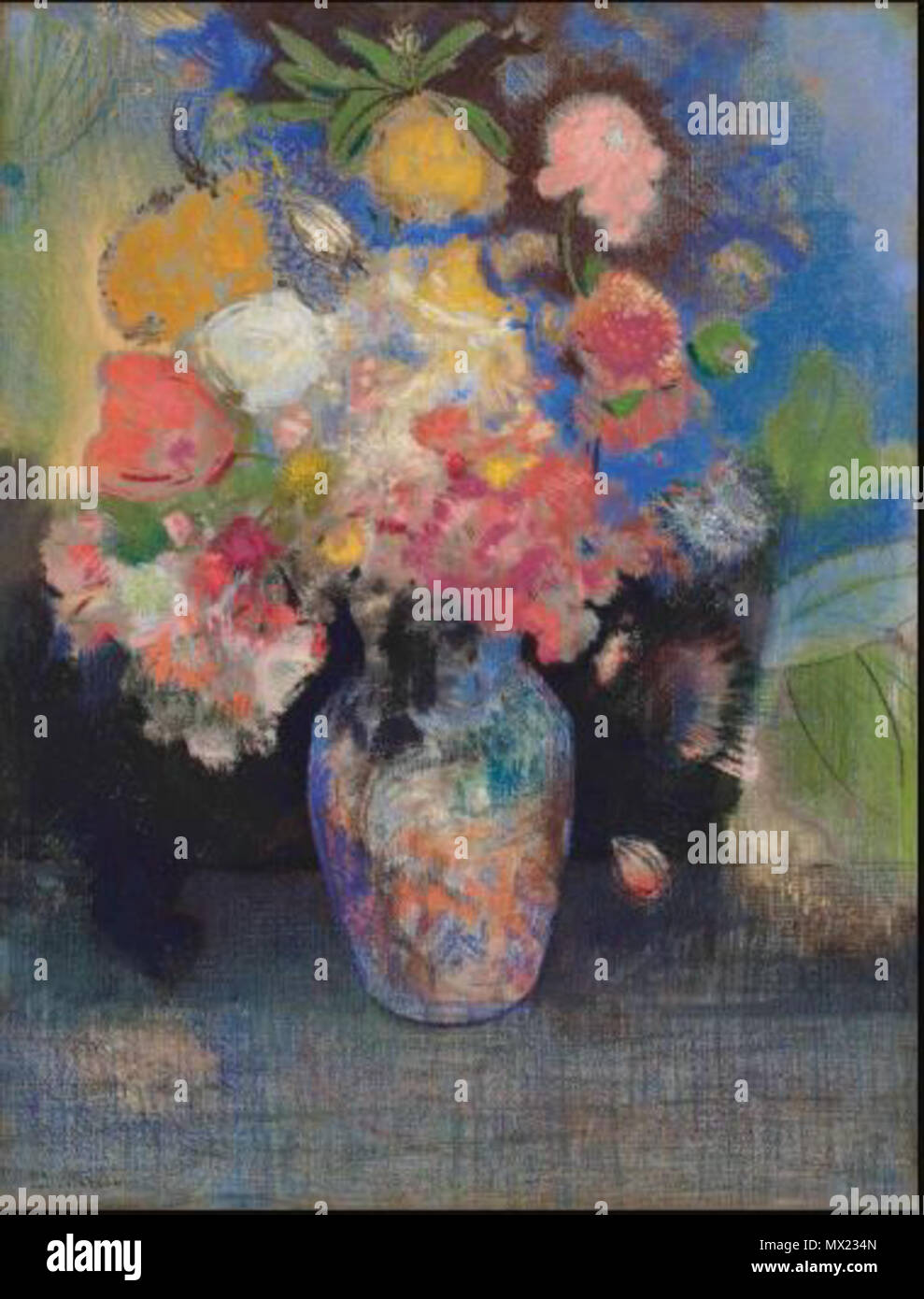 . English : Fleurs 453 fleurs d'Odilon Redon Banque D'Images