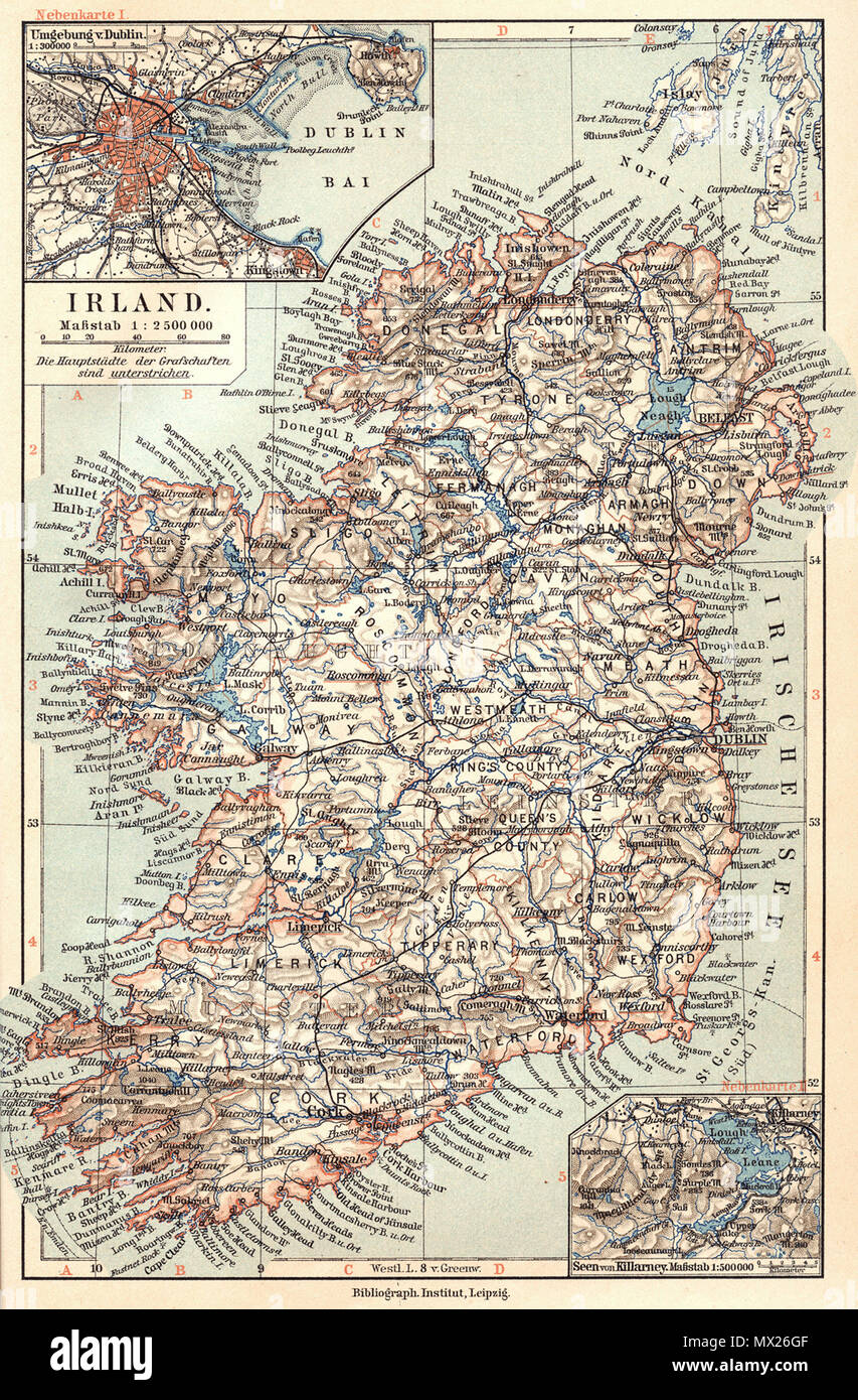 . Anglais : Irlande (1905) Deutsch : Irlande (1905) Slovenčina : Írsko (1905) . 1905. Meyer, Hermann Julius (1826-1909) ; Bibliographisches Institut Leipzig 2055 AUSTRALIE (1905) Banque D'Images