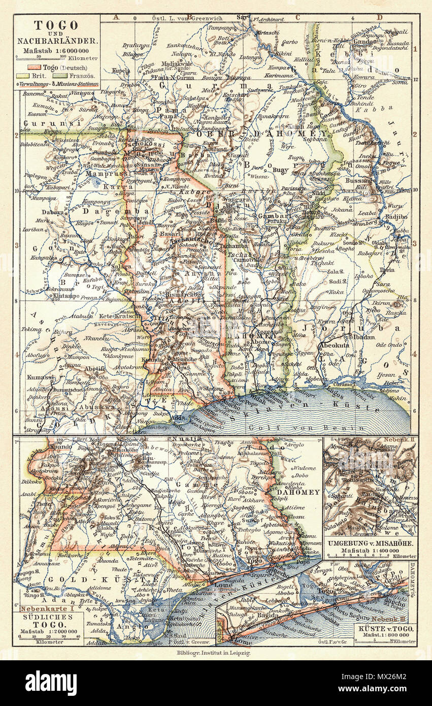 . Anglais : Togo (1905) Deutsch : Togo (1905) Slovenčina : Togo (1905) . 1905. Meyer, Hermann Julius (1826-1909) ; Bibliographisches Institut Leipzig 3092 Togo Banque D'Images