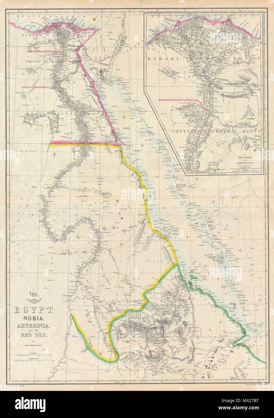L Egypte La Nubie L Abyssinie Et La Mer Rouge Anglais C Est Une Main Carte En Couleur De L Egypte Nubie Et De L Abyssinie Datant De 1858 Le Cartographe Londres Par Edward Weller