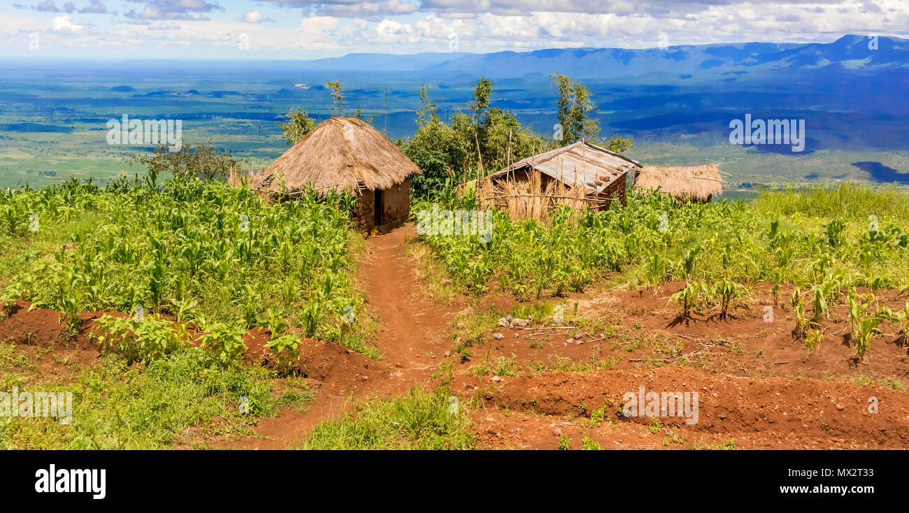 Paysage rural pittoresque en Tanzanie à partir de la route de Mbeya en Tanzanie Banque D'Images