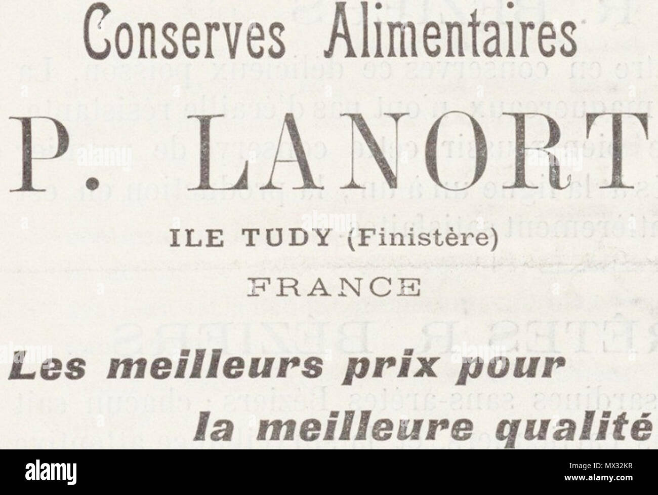 506 Publicité pour une conserverie de sardines Ile-Tudy Banque D'Images