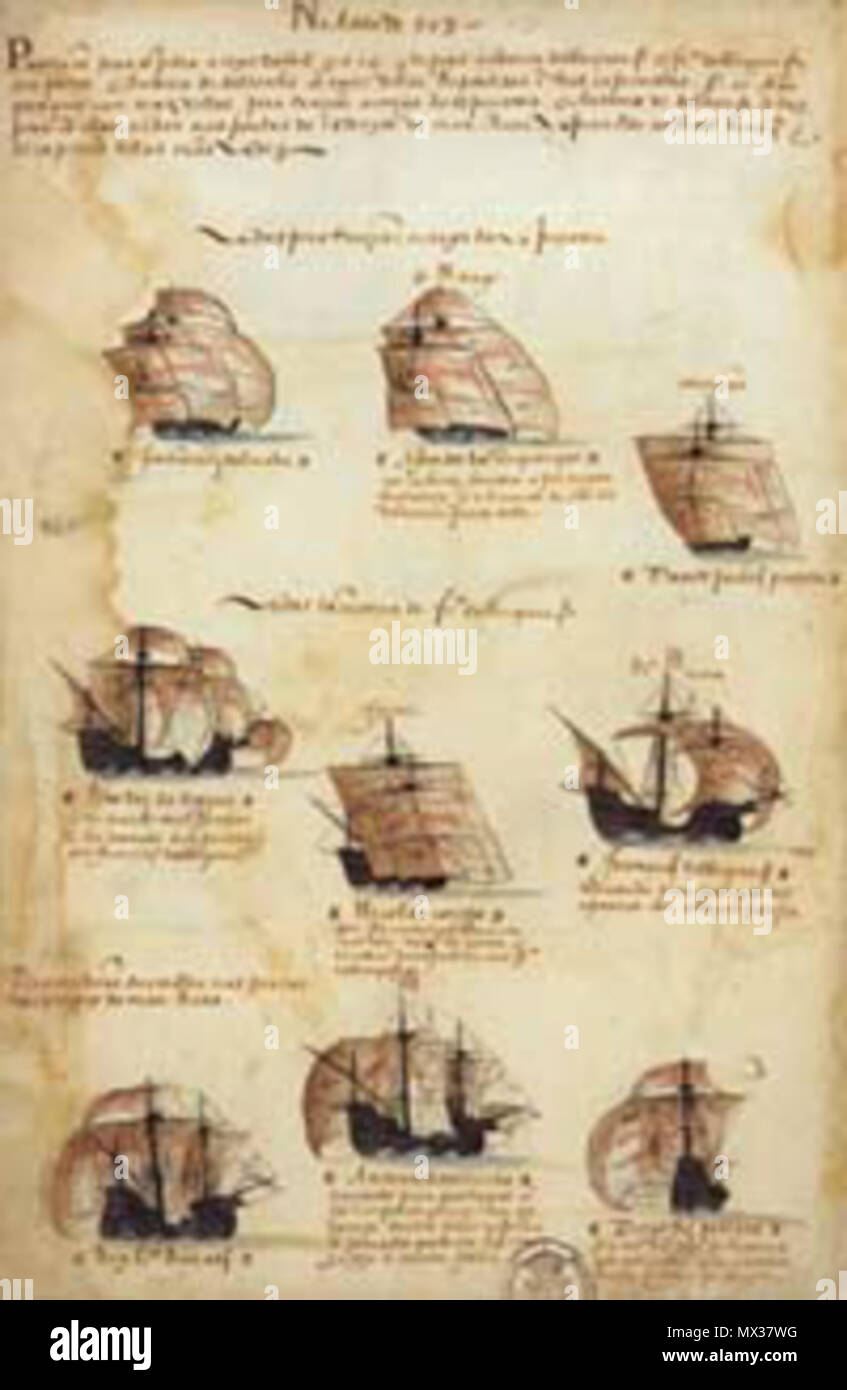 . Anglais : Représentation de la 5ème Armada Inde portugaise (1503 flotte dirigée par Afonso de Albuquerque, Francisco de Albuquerque et António de Saldanha) à partir de l'Livro das Armadas (Academia de Ciencias de Lisboa) . vers 1568. Inconnu 33 Albuquerque armada de 1503 (Livro das Armadas) Banque D'Images
