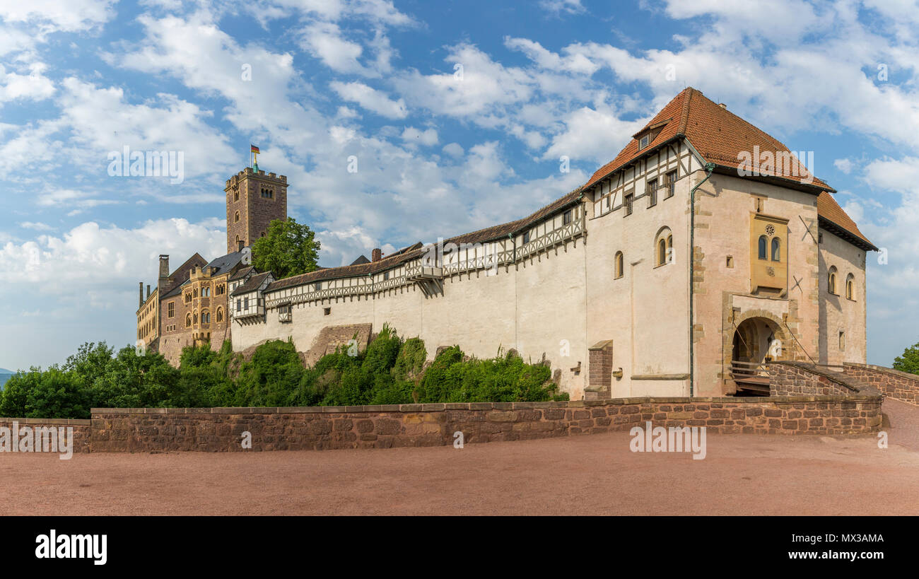 Le château de Wartburg, près de la ville d'Eisenach, dans l'état de Thuringe, Allemagne Banque D'Images