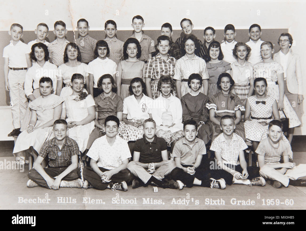 Beecher Hills 6e année de l'école élémentaire 1959-60 Classe, Atlanta, GA, USA Banque D'Images