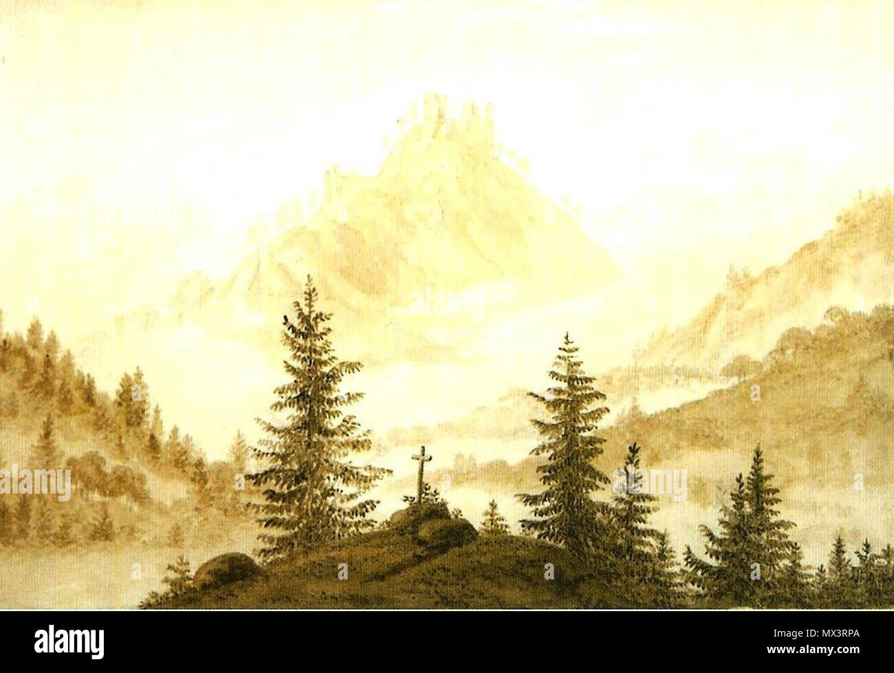 . Deutsch : Gebirgslandschaft, 1804/1805, Sépia, 12 x 18 cm . 6 juillet 2014, 19:56:16. Caspar David Friedrich (1774-1840) Noms alternatifs : allemand Caspar David Friedrich Description peintre, dessinateur et aquafortiste Date de naissance/décès 5 Septembre 1774 7 mai 1840 Lieu de naissance/décès Greifswald Dresde Romantisme période de travail lieu de travail Berlin, Greifswald, Rügen, Dresden (1798) contrôle d'autorité : Q104884 : 12145857793223021180 VIAF ISNI : 0000 0001 0855 1681 ULAN : 500116242 RCAC : n79059754 NLA : 35104582 236 WorldCat Gebirgslandschaft Banque D'Images