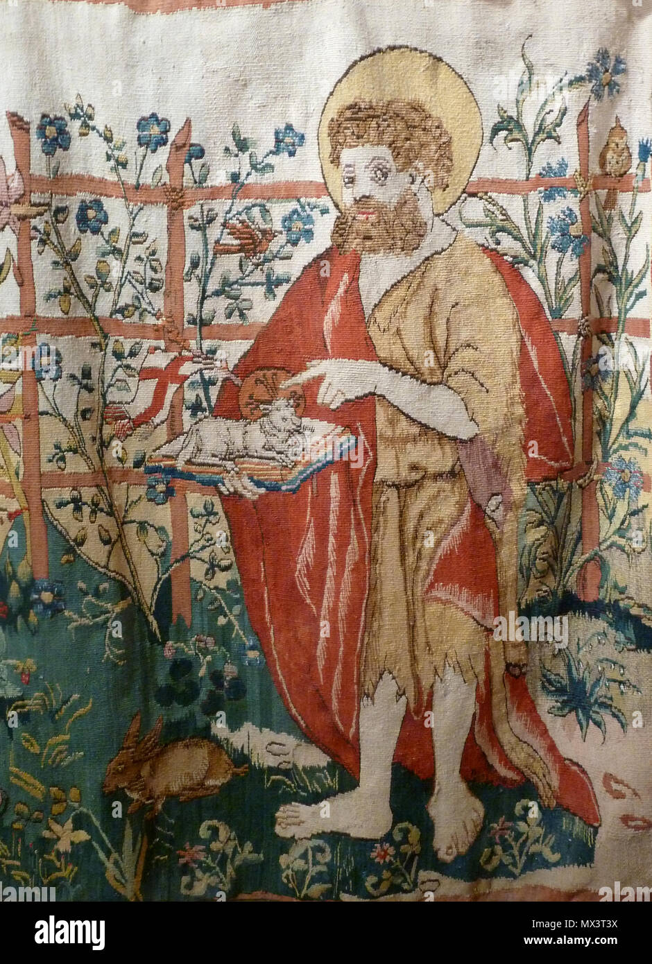 . English : Tapisserie dite "La Madone au Jardinet' de l'ancienne abbatiale de Saint-Jean-Saverne (Alsace, France). Saint Jean-Baptiste. première moitié du 16e siècle. Paralacre 386 Madone au jardinet (tapisserie de Saint-Jean-Saverne) 07 Banque D'Images . English : Tapisserie dite "La Madone au Jardinet' de l'ancienne abbatiale de Saint-Jean-Saverne (Alsace, France). Saint Jean-Baptiste. première moitié du 16e siècle. Paralacre 386 Madone au jardinet (tapisserie de Saint-Jean-Saverne) 07 Banque D'Images