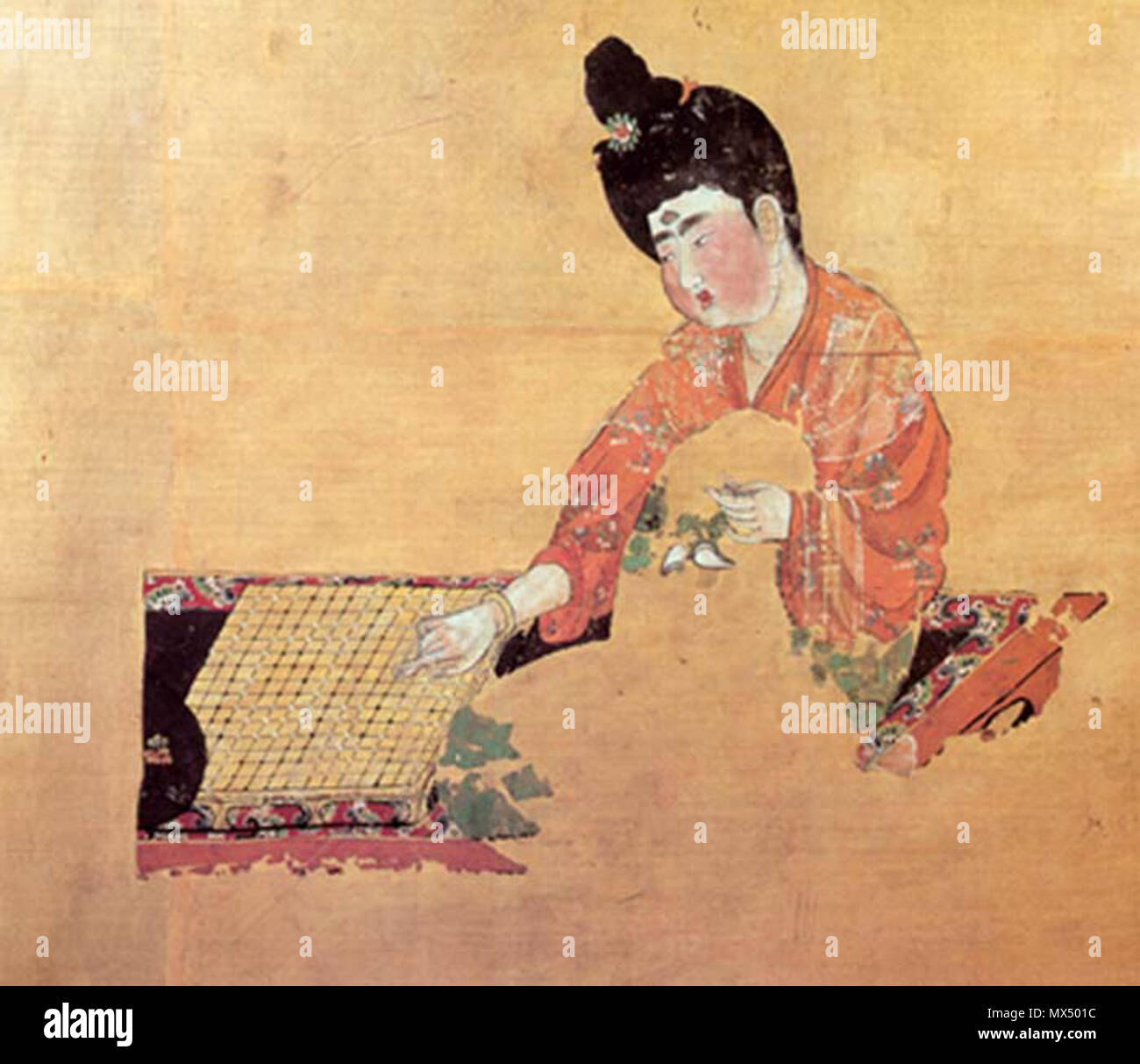 . 'La beauté de jouer Go', une peinture d'un artiste chinois inconnu de la dynastie des Tang période ; la peinture montre une femme jouant de l'aller. 7e-10e siècle, Dynastie Tang. Inconnu 78 Jeu de beauté Rendez-vous (dynastie des Tang) Banque D'Images