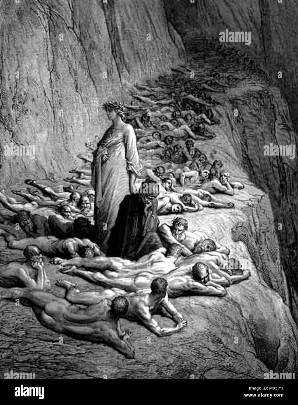 . (Portugais) Os avarentos. Dante conversa com o papa Adriano V (Divina Comédia, Purgatório, Canto XIX) . 19e siècle. Gustave Doré (1832-1883) 65 dante Avareza Banque D'Images