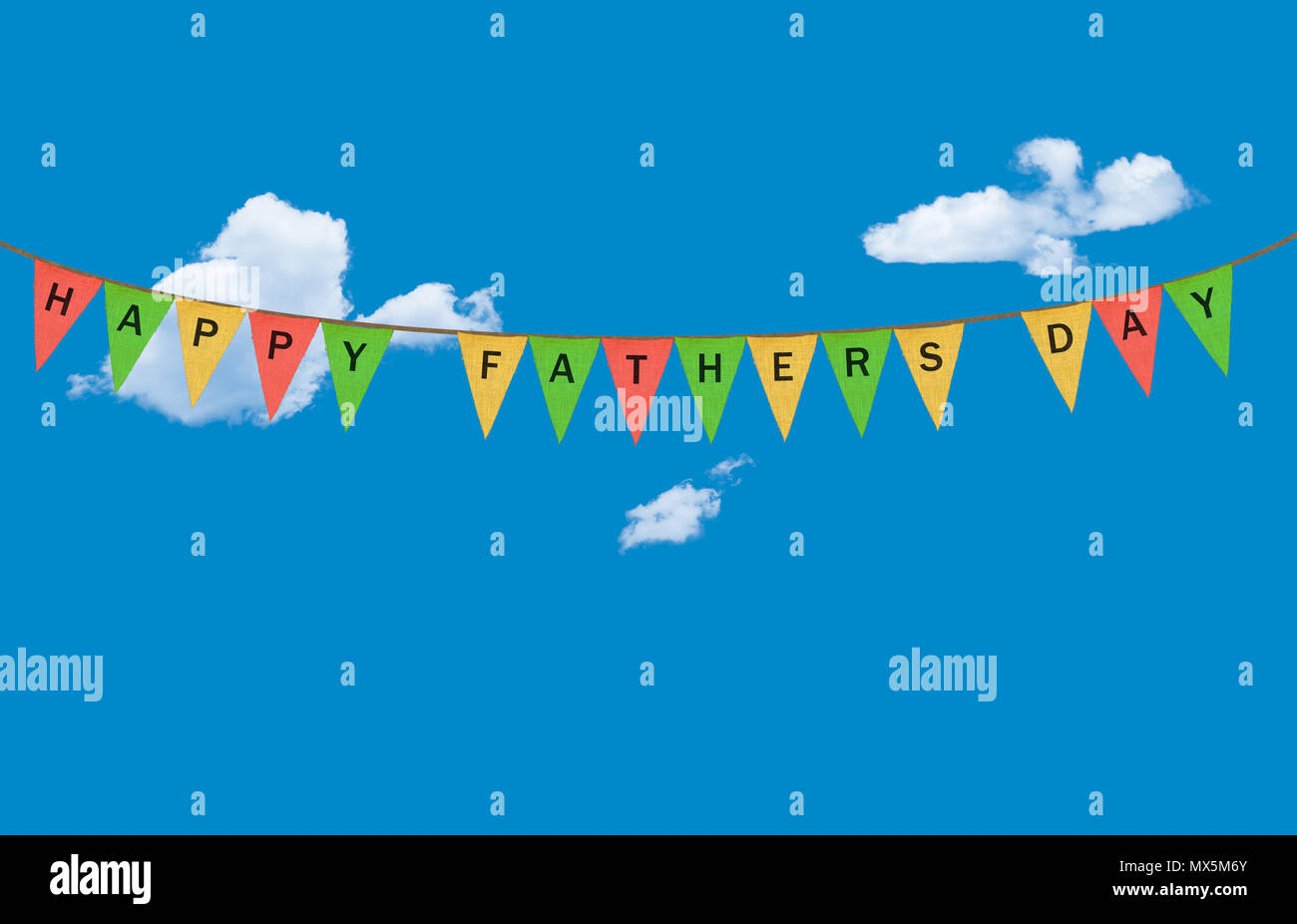 Les fanions ou drapeaux en tissu avec Happy Fathers Day Banque D'Images