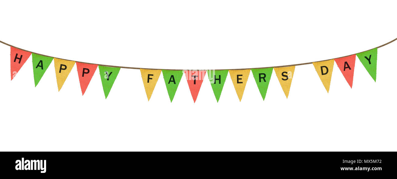 Les fanions ou drapeaux en tissu avec Happy Fathers Day Banque D'Images