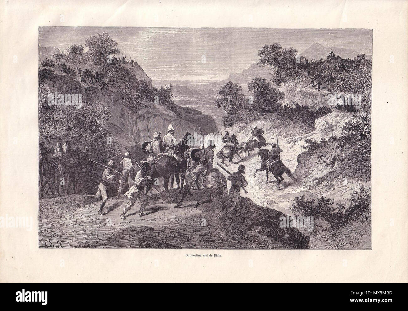 . English : 'une rencontre avec les Bhils,' d'un livre scientifique néerlandais, 1873* Source : ebay, octobre 2006 . 1873. Les Bhils1873 (83 inconnu Banque D'Images