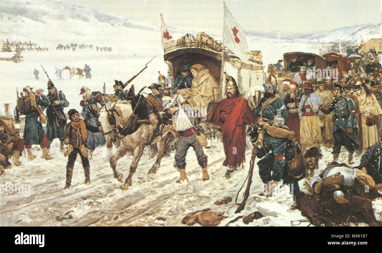 . Anglais : retraite de l'armée française de Bourbaki Gal pendant la guerre franco-allemande de 1870 (section) English : Aquarelle représentant la retraite de l'armée de l'Est du général Bourbaki pendant la guerre franco-allemande de 1870 (section) Deutsch : Ausschnitt aus dem Bourbaki-Panorama, das den Rückzug der französischen armée du général Bourbaki darstellt . 1881. Edouard Castres (1838 - 1902) 118 Castres-bourbaki Banque D'Images