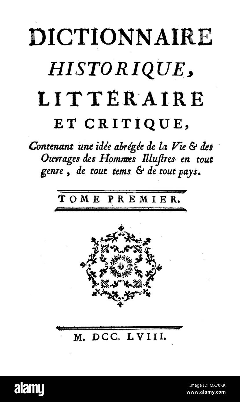 . English : illustration . 6 novembre 2017. Pierre Baral 73 Barral - Dictionnaire historique littéraire, T1, à l'avant Banque D'Images