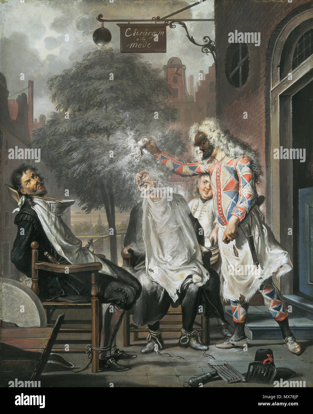 . Nederlands : Arlequin, tovenaar en barbier : De bedrogen rivalen. 1738. En penseel Gouache Pastel en op papier. 62 × 50 × 19,6 cm (24,4 in). La Haye, Mauritshuis. 1738. Cornelis TROOST (1696-1750), peintre néerlandais Description, dessinateur et peintre d'ornement graveuse Date de naissance/décès 8 octobre 1696 au 7 mars 1750 Lieu de naissance/décès Amsterdam Amsterdam vers 1712 période de travail entre travail et vers 1750 Lieu Amsterdam contrôle d'autorité : Q2627927 VIAF : 95727993 ISNI : 0000 0001 1690 3798 ULAN : 500007701 RCAC : pas d93021065 : WGA TROOST, Cornelis WorldCat 599 Les Rivaux Exp Banque D'Images