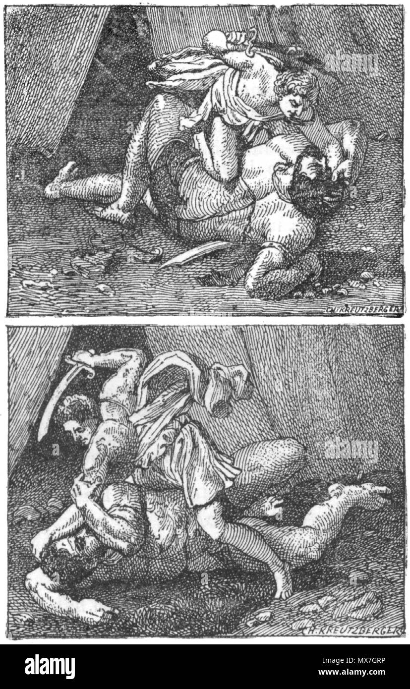 154 David et Goliath (Larousse - d'après Daniel de Volterre - Visages) CH Kreutzberger Banque D'Images