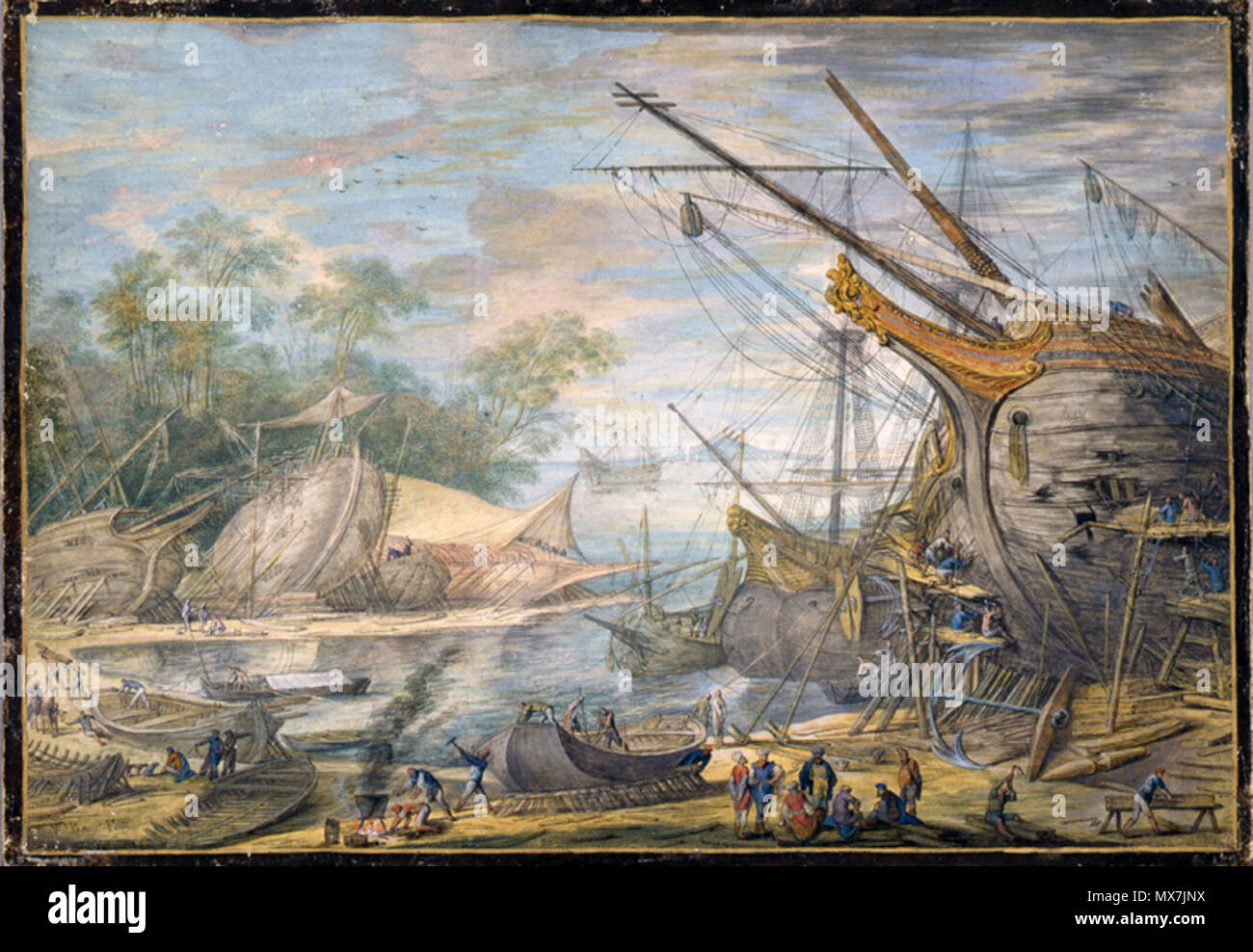 . Le chantier naval . Français : le chantier naval . vers 1635 ; 1970-01-01 320 Johann Wilhelm Baur, le chantier naval Banque D'Images