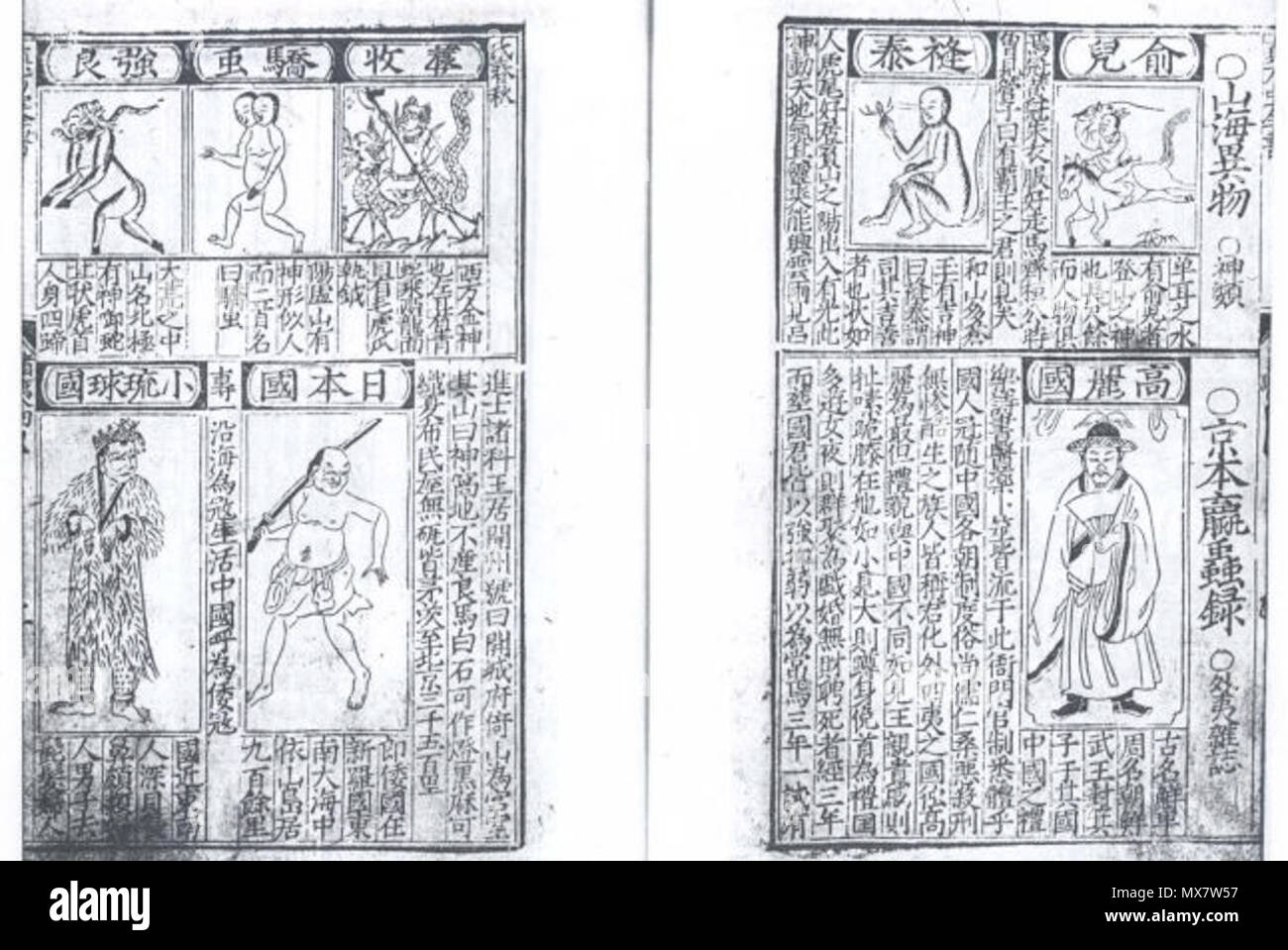 . Anglais : Un Luochong exceprt du lu montrant Coréen, Japonais et Ryukyu ethnicités. Xve siècle. 200 Extrait d'Luochong inconnu lu Banque D'Images