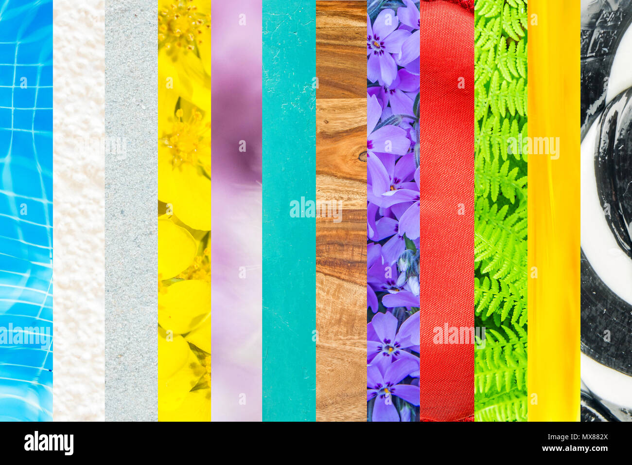 Collage de différentes couleurs avec mélange de textures et fonds Banque D'Images