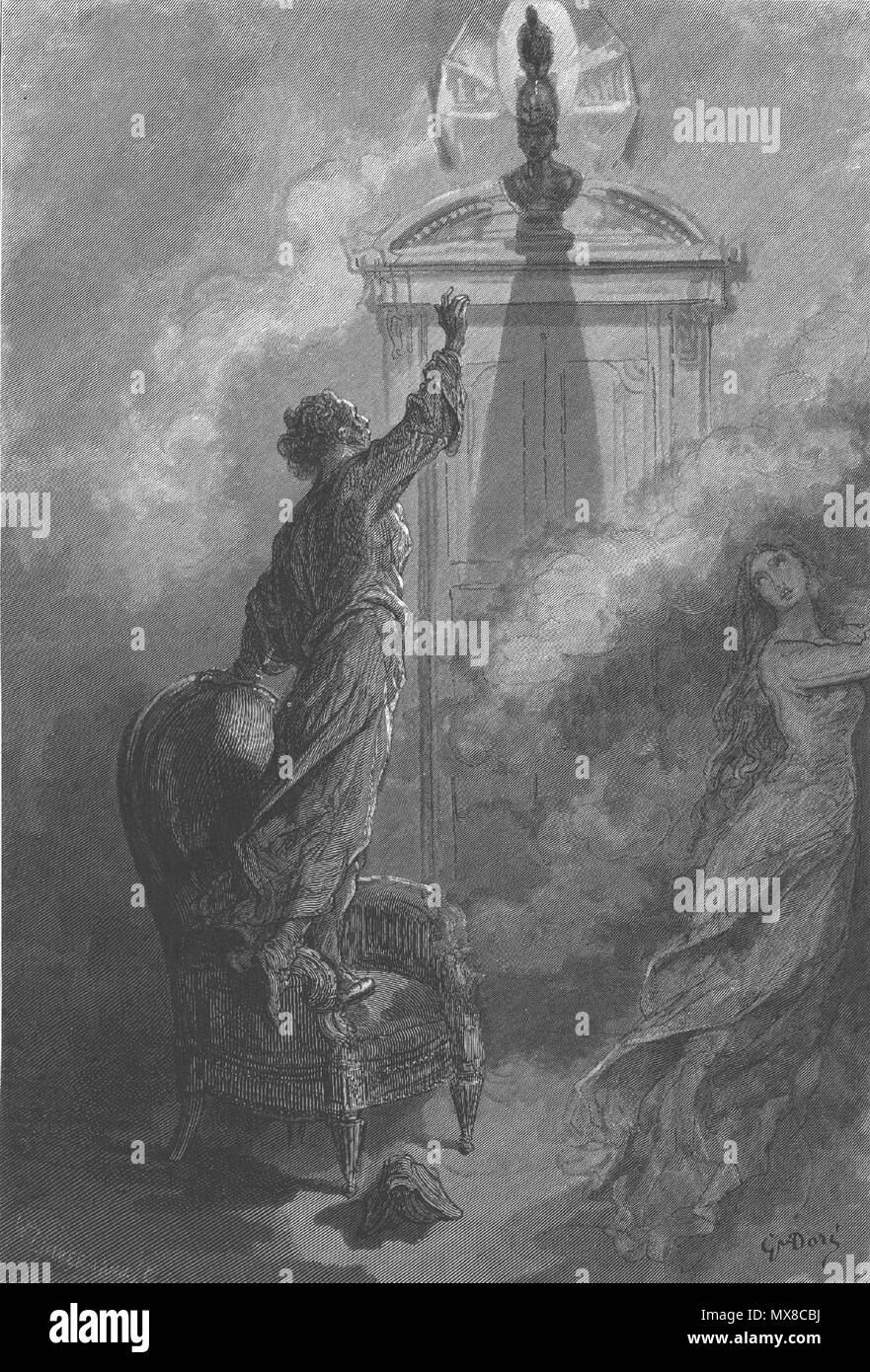 . Illustrations pour une édition 1884 de E. A. Poe's 'The Raven'. Illustrationen mit Ausgabe von E. A. PDE "Der Rabe von 1884". Illustrations dessinées pour une édition de "Le Corbeau" d'E. A. Poe, 1884. Août 2008. Artiste : Gustave Doré (téléchargement initial par McLeod) 169 Dore Le Corbeau 1884-21 Banque D'Images