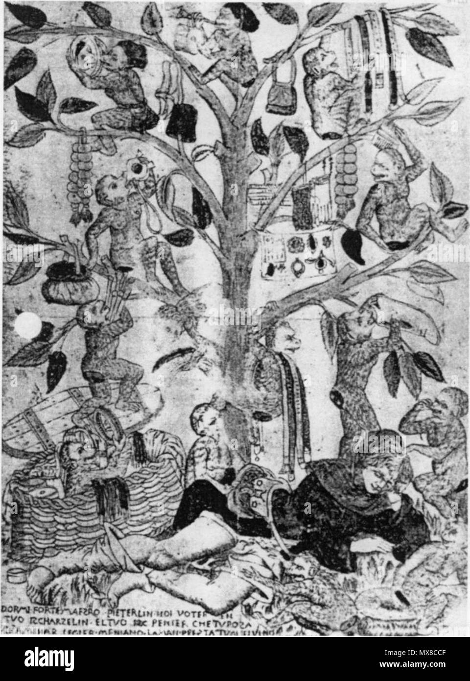 . Colporteur dépouillé par les singes. vers 1470-1490. Anonyme (Italie) 169 001 Piterlin maestro forte dormi Banque D'Images