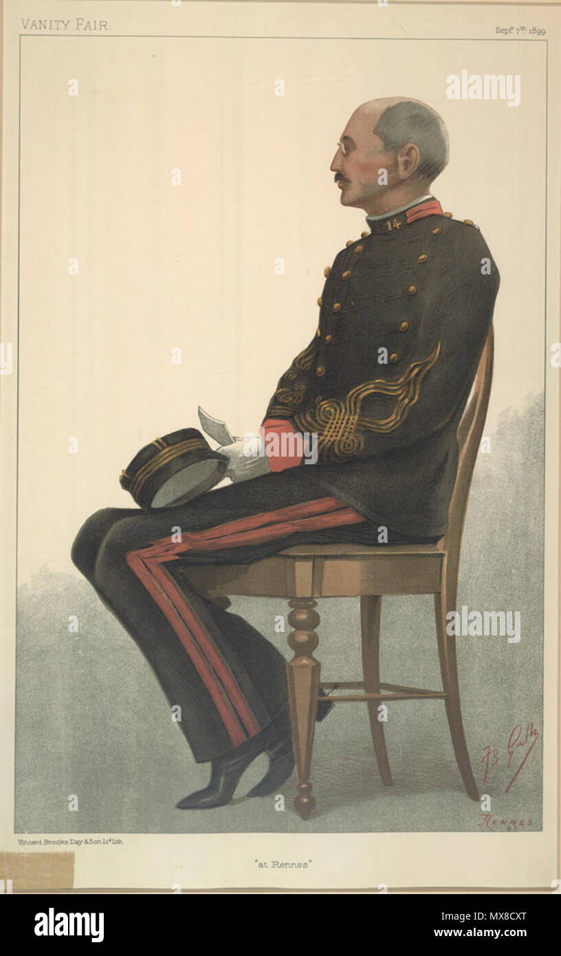 . Caricature du capitaine Alfred Dreyfus. Sous-titre suivant "à Rennes". 7 septembre 1899. 'JB GUTH" (Jean Baptiste Guth) 172 Alfred Dreyfus, Vanity Fair, 1899-09-07 Banque D'Images