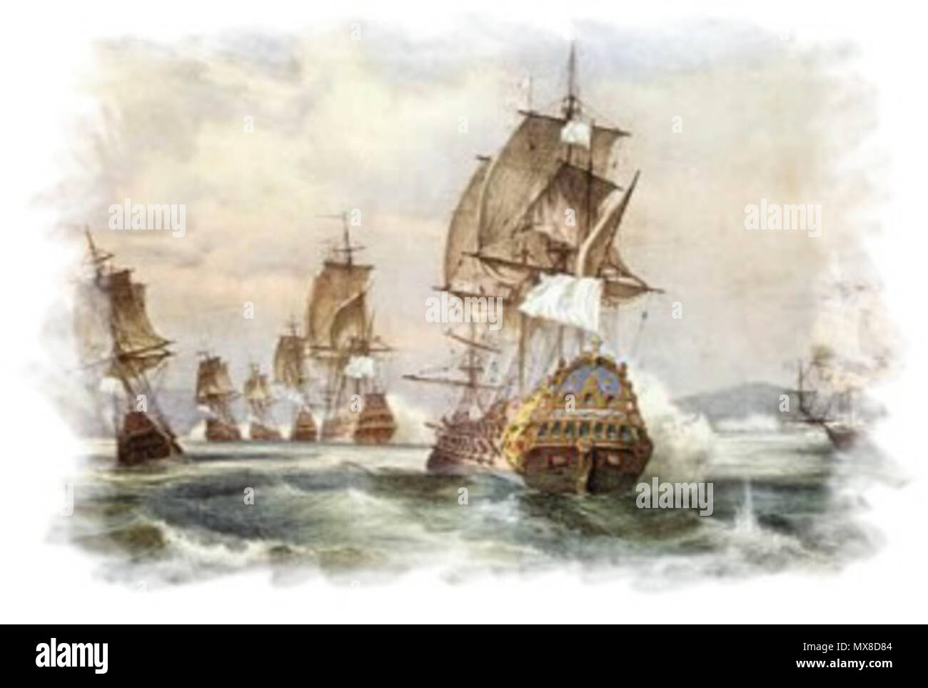 . English : Escadre de Duguay-Trouin, XVIIIe siècle . 1844. Óleo pelo artista Drouet 173 Duguay-Trouin 1711 Banque D'Images