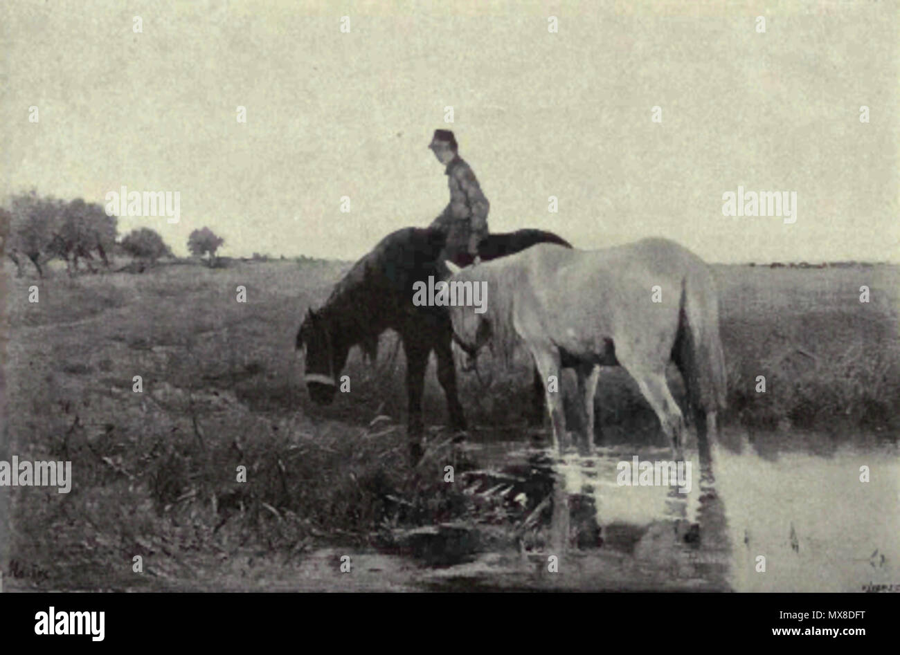 . L'art hollandais au dix-neuvième siècle . 1908. Hermina Gerharda Marius 174 la peinture hollandaise au 19ème siècle - Mauve - Horses drinking Banque D'Images