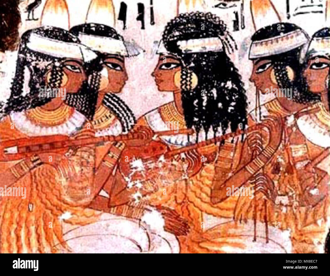 . Les joueurs de luth égyptien. Fresque de la tombe de Nebamun, un noble de la xviiième dynastie de l'Egypte ancienne (ch. 1350 BC). 1350 BC. Les joueurs de luth égyptien 181 Inconnu 001 Banque D'Images